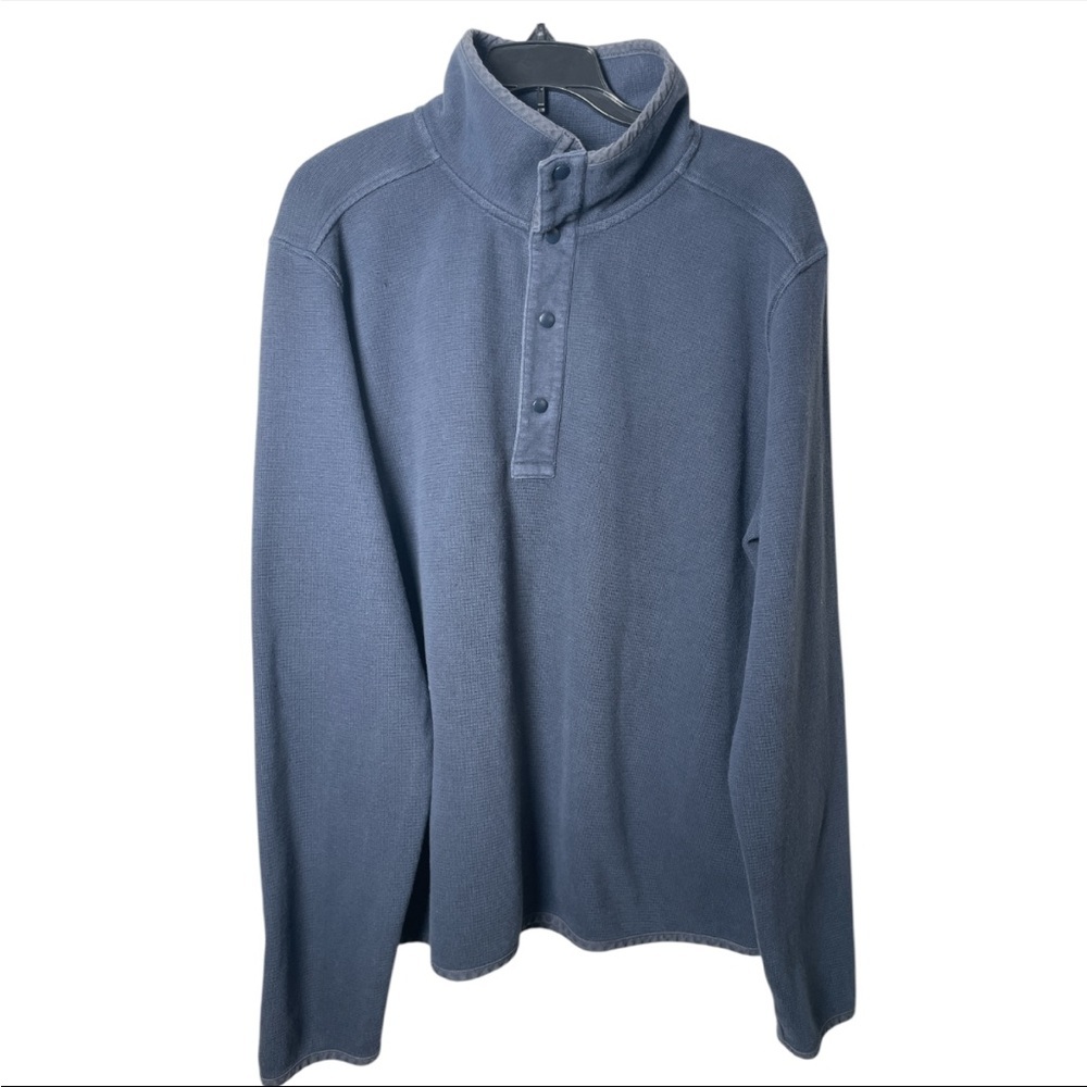 REI Co-op Men’s Blue Henley Snap Pullover Shirt L Outdoor Hiking Camping Casual